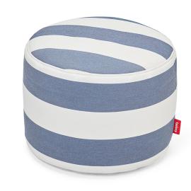 Point, Small Pouf - Outdoor, Stripe Ocean Blue