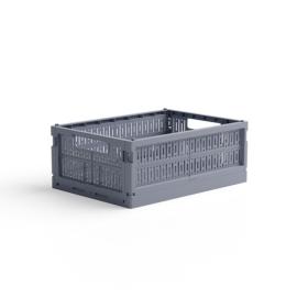 Made Folding Crate, Midi, Washed Blue Grey