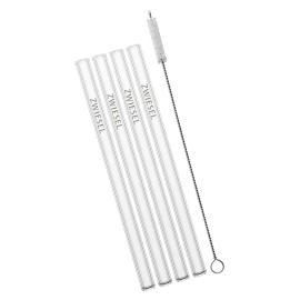 Glass Straws, Short, Set of 4pcs 