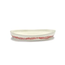 Feast, Serving Plate, M, White-Red Stripes