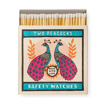 Two Peacocks, Square Match Box, 125 Pcs