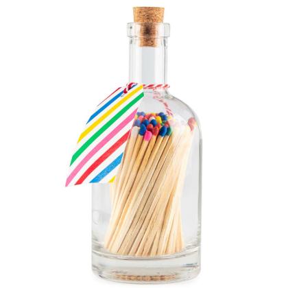 Mutli Coloured, Glass Bottle with Matches, 125 Pcs