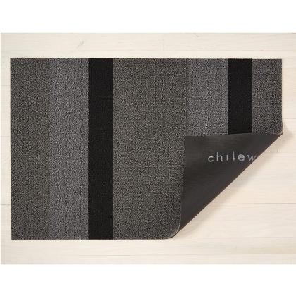 Large Stripe Shag Doormat, Black & Slver, 46 x 71 cm