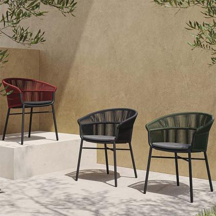 Udine, Outdoor Dining Chair, Black - Green