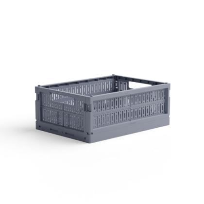 Made Folding Crate, Midi, Washed Blue Grey