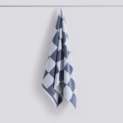 Check Organic, Bath Towel, Steel Blue, 70 x 136