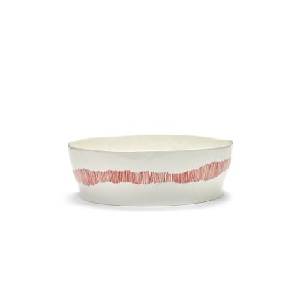 Feast, Salad Bowl, White-Red Stripes