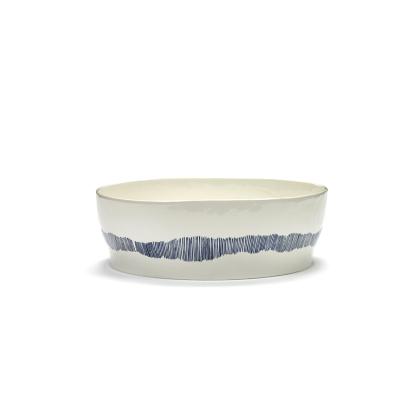 Feast, Salad Bowl, White Blue Stripes 