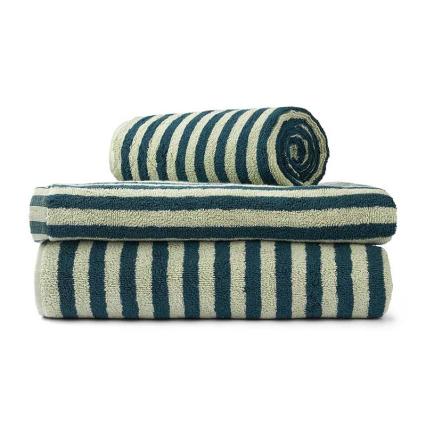 Naram Bath Towel, Sea Foam & Deep Teal 