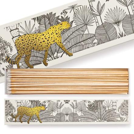 Cheetah in White, Long Match Box, 45 Pcs