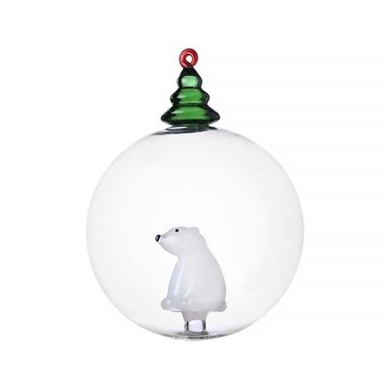 White Bear and Wish Tree, Christmas Ball White Bear & Green Wish Tree