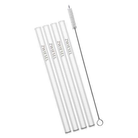 Glass Straws, Short, Set of 4pcs 