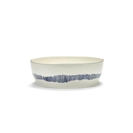 Feast, Salad Bowl, White Blue Stripes 