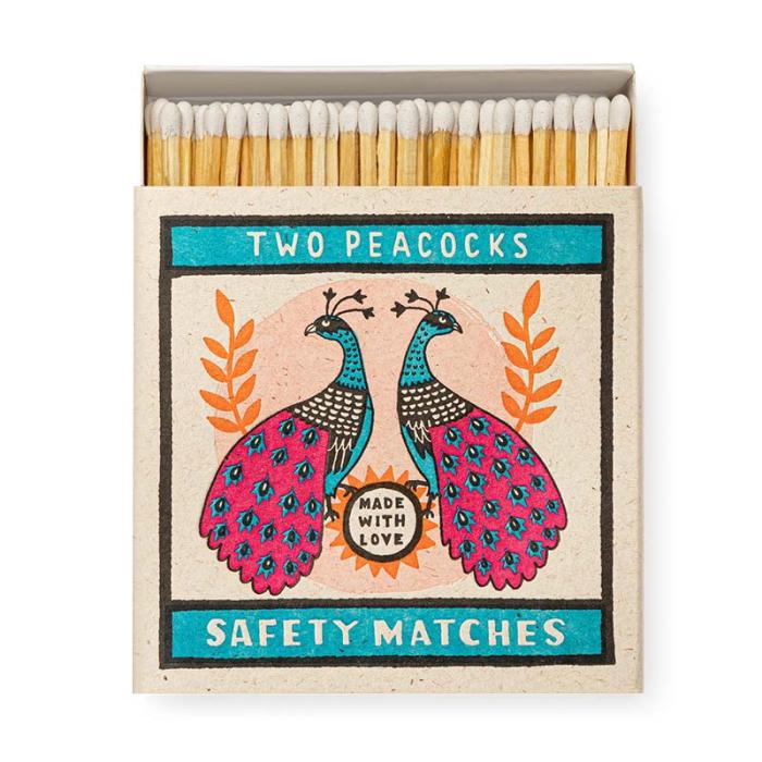 Two Peacocks, Square Match Box, 125 Pcs