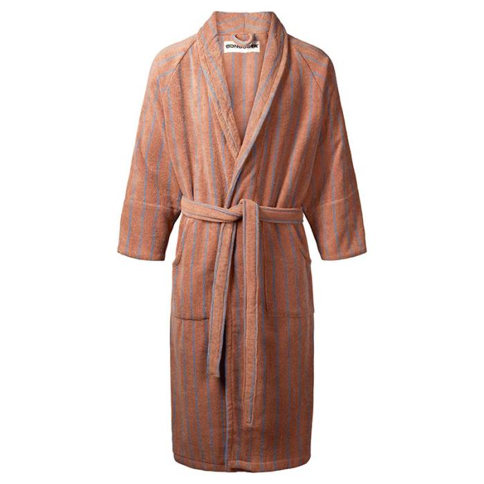 Naram Bathrobe, Camel & Ultramarine Blue, S/M