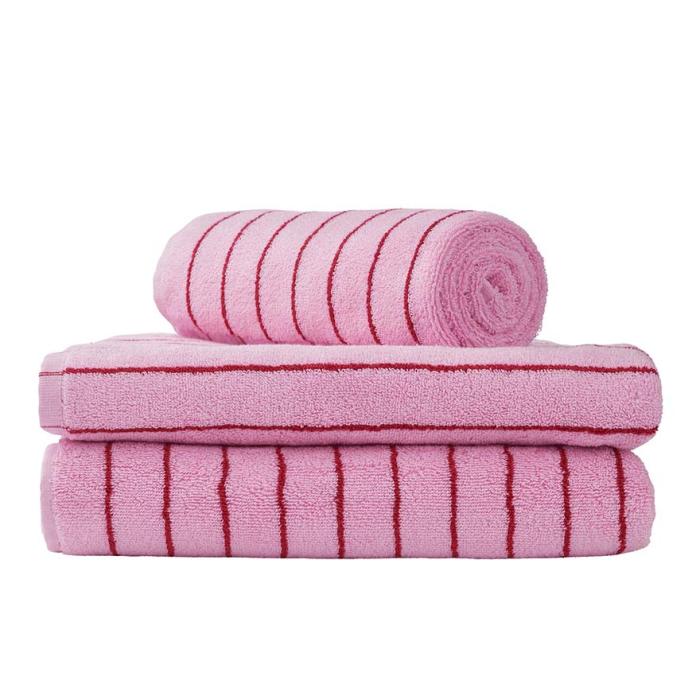 Naram, Bath Sheet, Baby Pink & Ski Patrol Red, 100 x 150 cm