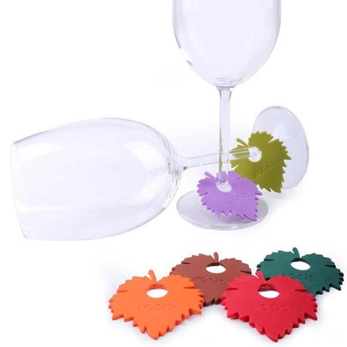 Koala, Wine Leaf Glass Markers, Set of 6pcs