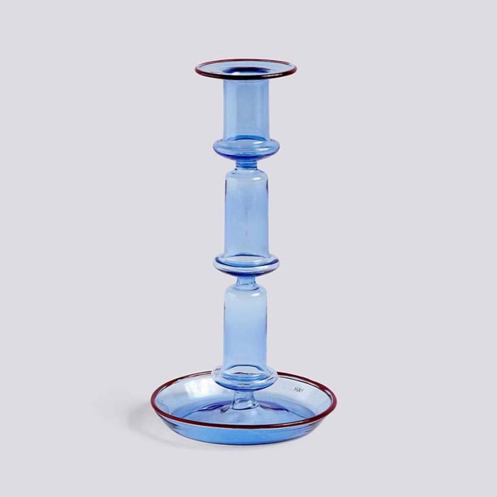 Flare, Candleholder, Tall, Light Blue-Red Rim