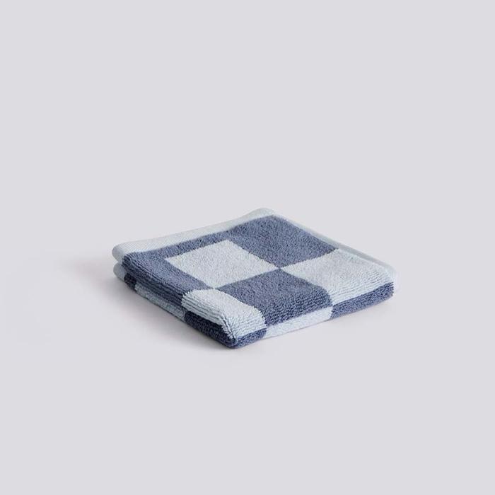 Check Organic, Wash Cloth, Steel Blue, 30 X 30