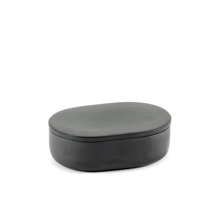 Cose, Box with Lid Oval, Dark Grey, Small,