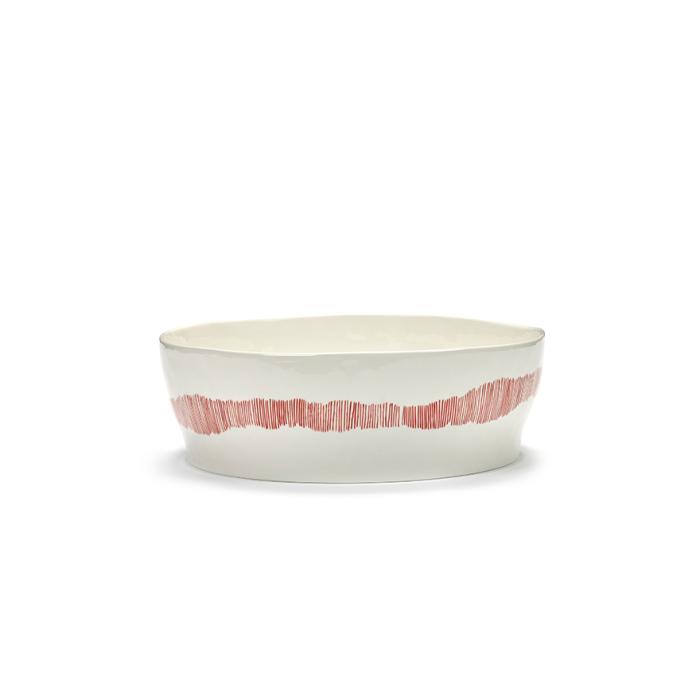 Feast, Salad Bowl, White-Red Stripes