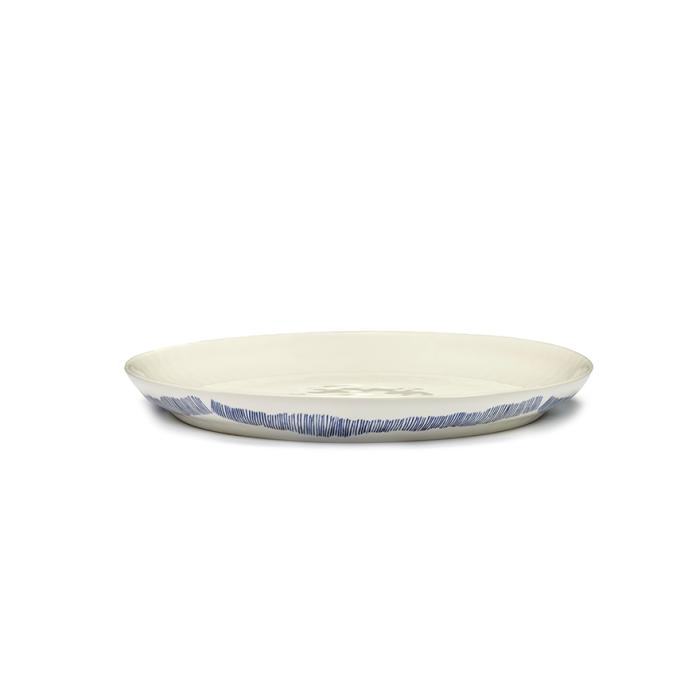 Feast, Serving Plate, White Blue Stripes, Small