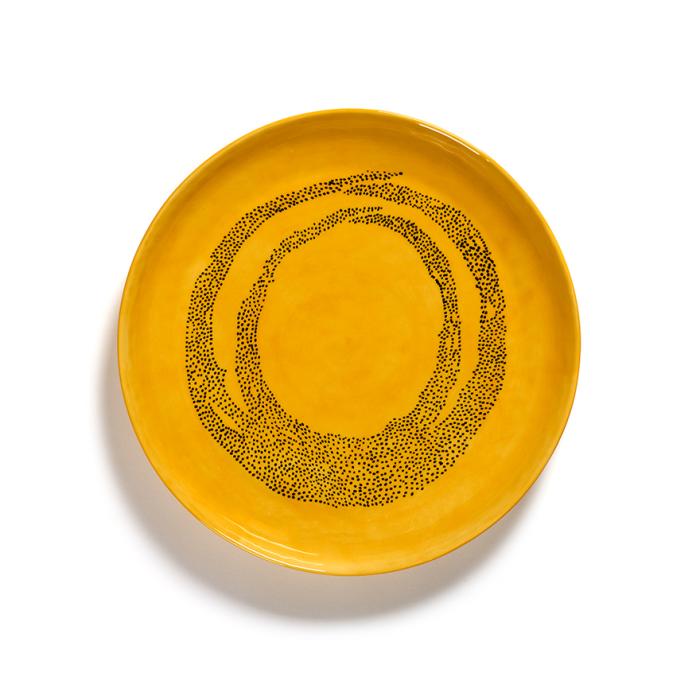 Feast, Serving Plate, Yellow Black Dots, Small