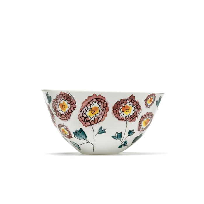 Midnight Flowers, Serving Bowl L, Anemone Milk