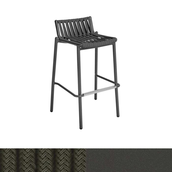 Loop, Outdoor Counter Stool with Strap, Black-Green